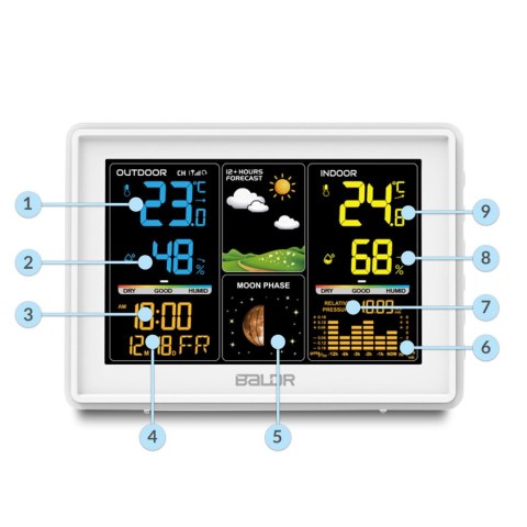 STACJA POGODOWA Z WYŚWIETLACZEM BD-907 BIAŁA