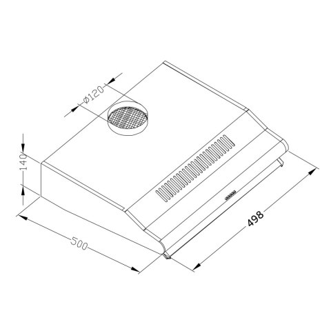 OKAP KUCHENNY PODSZAFKOWY - POCHŁANIACZ 50 CM BERDSEN BE-10-A INOX