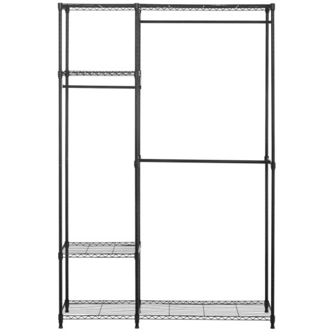 REGAŁ DRUCIANY NA UBRANIA DO GARDEROBY SZATNI 4 PÓŁKI 3 WIESZAKI 120 X 45 X 179.5 CM DO 270 KG