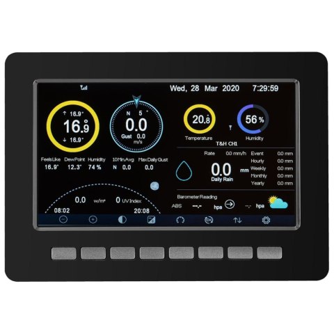 BEZPRZEWODOWA STACJA METEOROLOGICZNA POGODOWA SOLARNA 7W1 LCD WIFI 100M