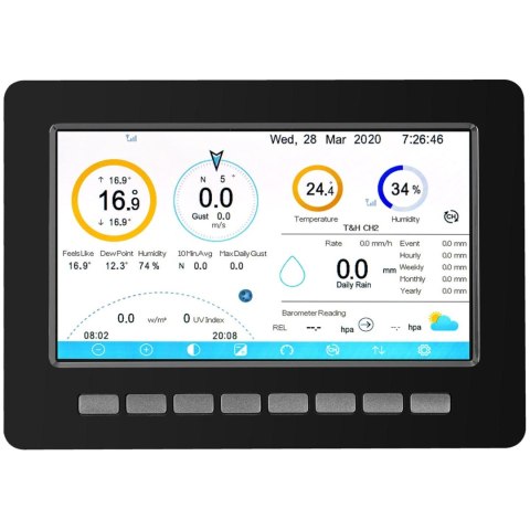 BEZPRZEWODOWA STACJA METEOROLOGICZNA POGODOWA SOLARNA 7W1 LCD WIFI 100M