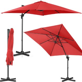 PARASOL OGRODOWY BOCZNY NA WYSIĘGNIKU KWADRATOWY 250 X 250 CM CZERWONY