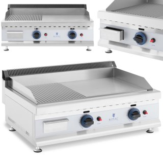 GRILL GAZOWY PODWÓJNY GŁADKI RYFLOWANY NA GAZ ZIEMNY 0.02 BAR 74.5 X 40 CM 2 X 3100 W