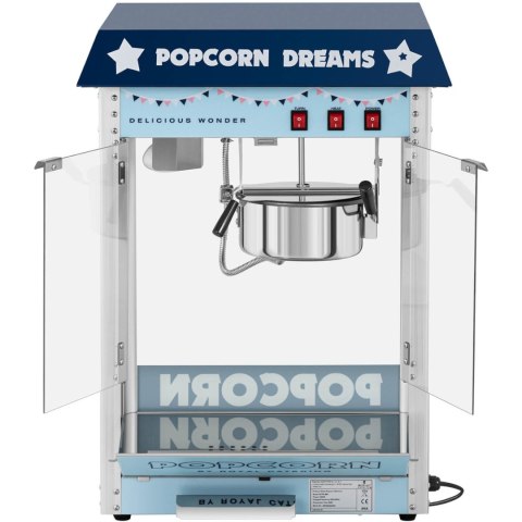 MASZYNA AUTOMAT URZĄDZENIE DO PRAŻENIA POPCORNU RETRO TEFLON 1600 W 5-6 KG/H - NIEBIESKA