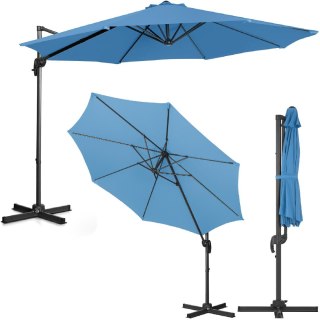 PARASOL OGRODOWY NA WYSIĘGNIKU BOCZNYM UCHYLNY OKRĄGŁY ŚR. 300 CM NIEBIESKI