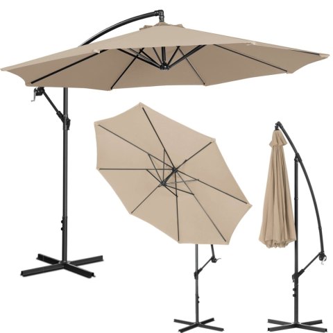 PARASOL OGRODOWY NA WYSIĘGNIKU OKRĄGŁY UCHYLNY ŚR. 300 CM KREMOWY