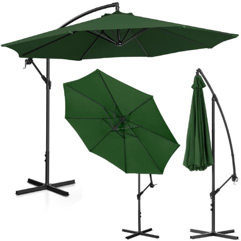 PARASOL OGRODOWY NA WYSIĘGNIKU OKRĄGŁY UCHYLNY ŚR. 300 CM ZIELONY