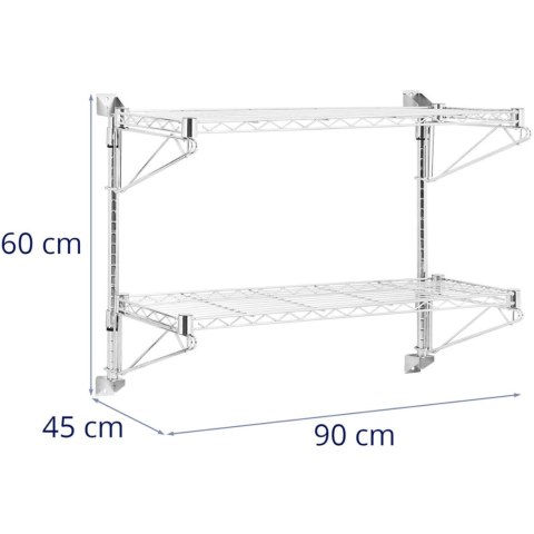 PÓŁKA DRUCIANA ŚCIENNA PODWÓJNA DO 60 KG 90 X 35 X 60 CM