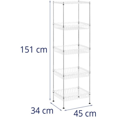 REGAŁ DRUCIANY METALOWY DO MAGAZYNU GARDEROBY 5 KOSZY 45 X 35 X 152 CM DO 100 KG