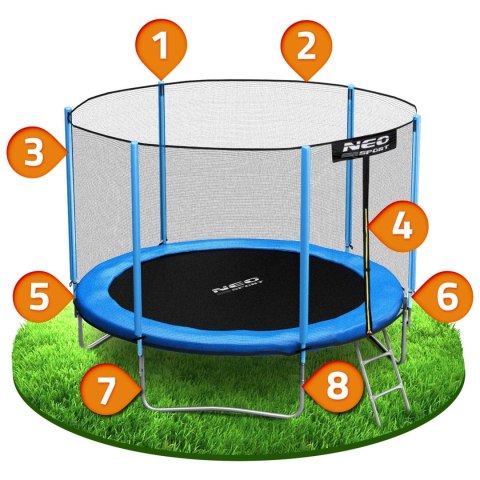 TRAMPOLINA OGRODOWA 10FT/312CM Z SIATKĄ ZEWNĘTRZNĄ I DRABINKĄ NEO-SPORT