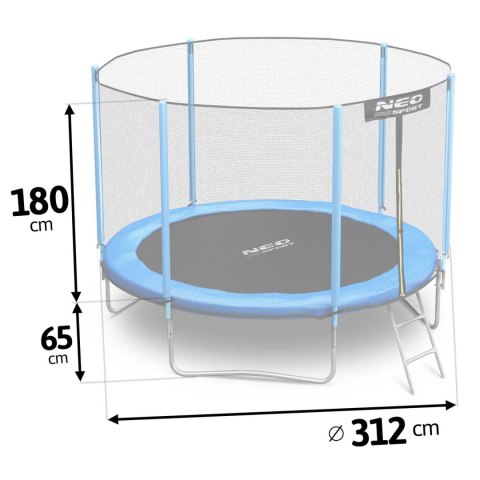 TRAMPOLINA OGRODOWA 10FT/312CM Z SIATKĄ ZEWNĘTRZNĄ I DRABINKĄ NEO-SPORT