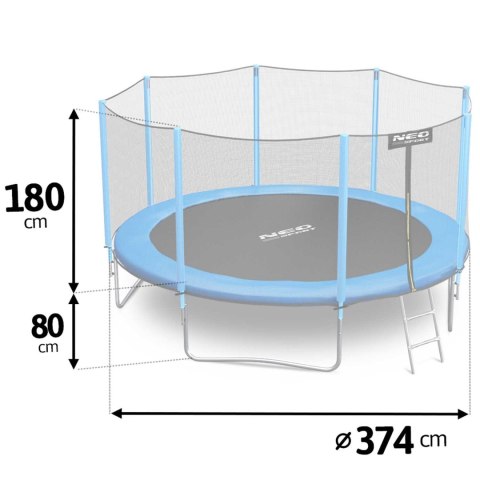 TRAMPOLINA OGRODOWA 12FT/374CM Z SIATKĄ ZEWNĘTRZNĄ I DRABINKĄ NEO-SPORT