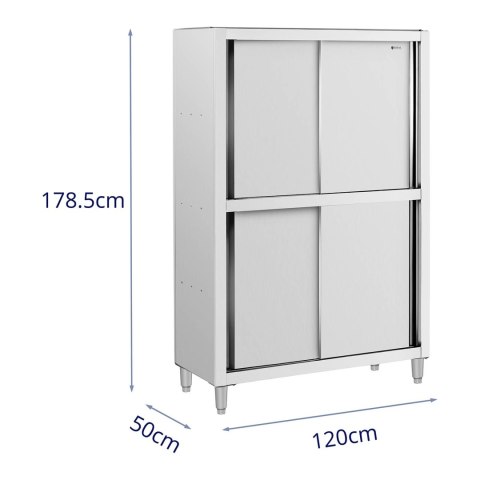 SZAFA GASTRONOMICZNA MAGAZYNOWA ZE STALI NIERDZEWNEJ DRZWI SUWANE 120 KG 120 X 50 X 180 CM