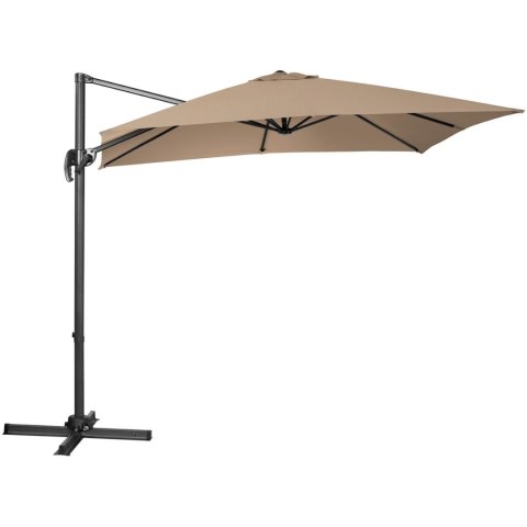 PARASOL OGRODOWY BOCZNY NA WYSIĘGNIKU KWADRATOWY 250 X 250 CM SZAROBRĄZOWY