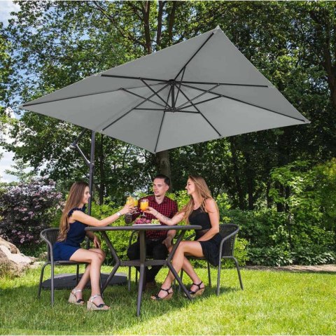 PARASOL OGRODOWY NA WYSIĘGNIKU KWADRATOWY 250 X 250 CM CIEMNOSZARY