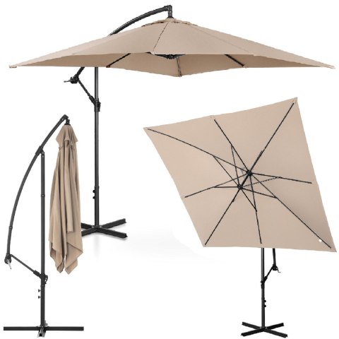 PARASOL OGRODOWY NA WYSIĘGNIKU KWADRATOWY 250 X 250 CM KREMOWY