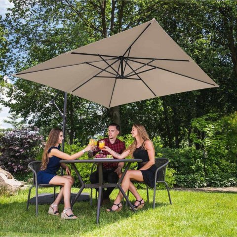 PARASOL OGRODOWY NA WYSIĘGNIKU KWADRATOWY 250 X 250 CM KREMOWY