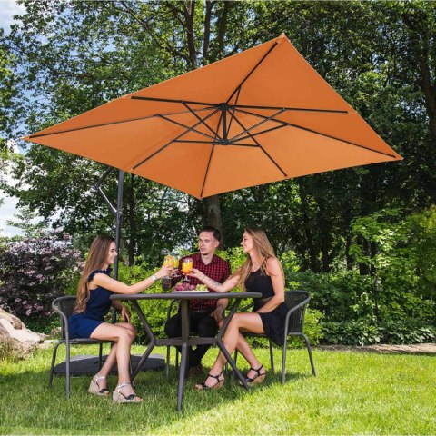 PARASOL OGRODOWY NA WYSIĘGNIKU KWADRATOWY 250 X 250 CM POMARAŃCZOWY