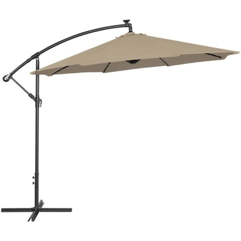 PARASOL OGRODOWY NA WYSIĘGNIKU OKRĄGŁY UCHYLNY Z OŚWIETLENIEM LED ŚR. 300 CM SZAROBRĄZOWY