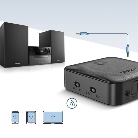 2W1 NADAJNIK + ODBIORNIK TRANSMITER BLUETOOTH 5.0 DO MUZYKI CZARNY