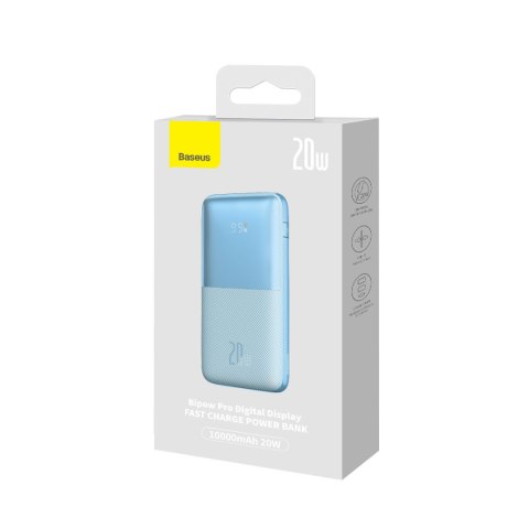 BIPOW PRO POWERBANK 10000MAH 20W + KABEL USB 3A 0.3M NIEBIESKI