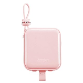 POWERBANK Z PODSTAWKĄ KABEL USB-C I IPHONE LIGHTNING CUTIE SERIES 10000MAH 22.5W RÓŻOWY