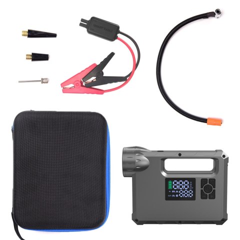 4W1 ROZRUCH AUTA JUMP STARTER + POWERBANK 8000MAH + KOMPRESOR + LATARKA LED - CZARNY