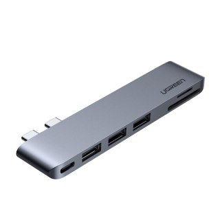 ADAPTER HUB DO MACBOOK PRO / AIR 2X USB-C NA 3X USB 3.0 / TF / SD / USB-C - SZARY