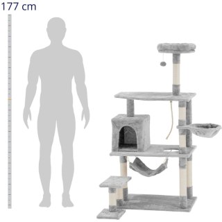 DRAPAK WIEŻA DOMEK DLA KOTA PIŁKA HAMAK LINA 74X73X158CM UNI_CT_04