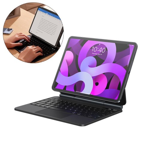 3W1 KLAWIATURA Z ETUI MAGNETYCZNYM I PODSTAWKĄ DO IPAD PRO 11 IPAD AIR 4-5 IPAD 10 SZARY