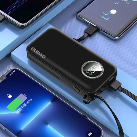 POWERBANK 10000MAH USB-A USB-C Z KABLEM IPHONE LIGHTNING I USB-C BIAŁY