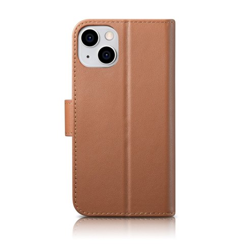 2W1 ETUI SKÓRZANY POKROWIEC Z KLAPKĄ IPHONE 14 ANTI-RFID WALLET CASE BRĄZOWY