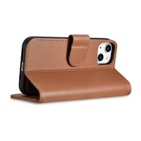 2W1 ETUI SKÓRZANY POKROWIEC Z KLAPKĄ IPHONE 14 ANTI-RFID WALLET CASE BRĄZOWY