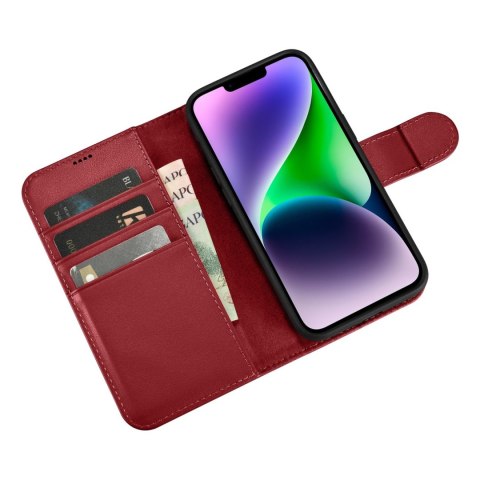 2W1 ETUI SKÓRZANY POKROWIEC Z KLAPKĄ IPHONE 14 PLUS ANTI-RFID WALLET CASE CZERWONY