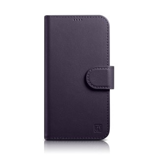 2W1 ETUI SKÓRZANY POKROWIEC Z KLAPKĄ IPHONE 14 PRO MAX ANTI-RFID WALLET CASE CIEMNOFIOLETOWY