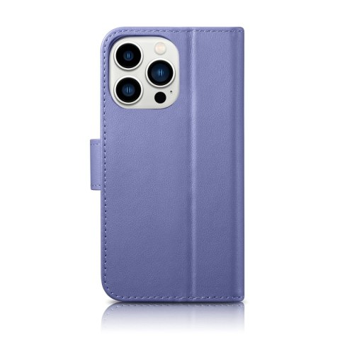 2W1 ETUI SKÓRZANY POKROWIEC Z KLAPKĄ IPHONE 14 PRO MAX ANTI-RFID WALLET CASE JASNOFIOLETOWY