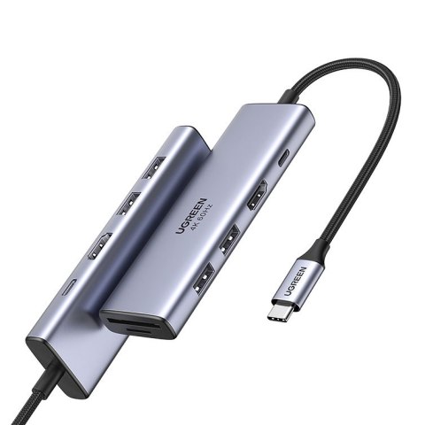 6W1 WIELOFUNKCYJNY HUB USB-C - 2X USB HDMI 4K CZYTNIK KART SD I TF USB-C PD 100W SZARY