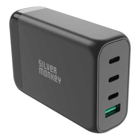 ŁADOWARKA SIECIOWA GAN 130W Z KABLEM ZASILAJĄCYM 3XUSB-C PD USB-A QC 3.0 CZARNA