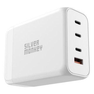 MOCNA ŁADOWARKA SIECIOWA GAN 200W Z KABLEM ZASILAJĄCYM 3XUSB-C PD USB-A QC 3.0 BIAŁA