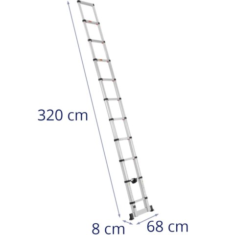 DRABINA TELESKOPOWA SKŁADANA Z ALUMINIUM 10 STOPNI 0.85-3.2 M