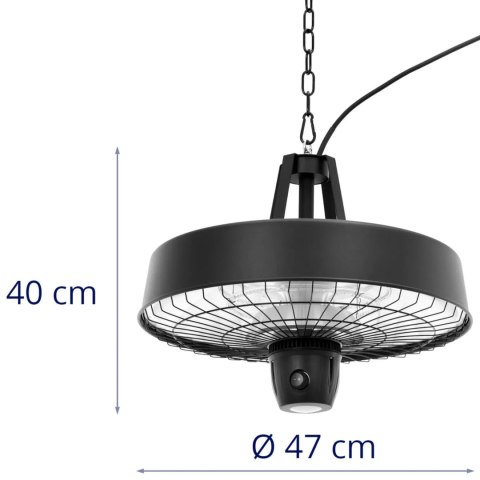 LAMPA GRZEWCZA TARASOWA NA PODCZERWIEŃ WISZĄCA Z PILOTEM 2100 W