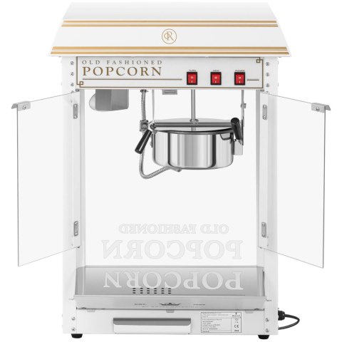 Maszyna automat urządzenie do prażenia popcornu retro TEFLON 1600 W 5-6 kg/h - biało-złota