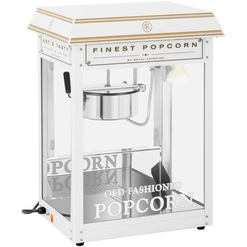 Maszyna automat urządzenie do prażenia popcornu retro TEFLON 1600 W 5-6 kg/h - biało-złota