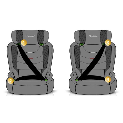 FOTELIK SAMOCHODOWY NUKIDO LOUIS CZARNO-SZARY 15-36 KG ISOFIX