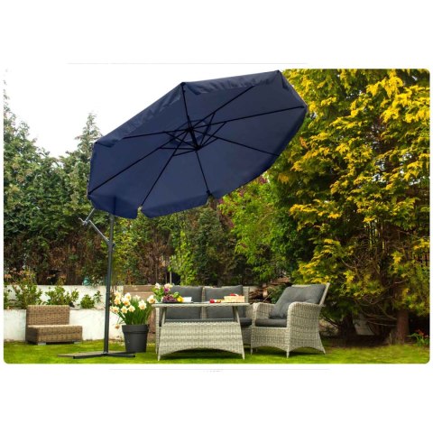 PARASOL OGRODOWY SKŁADANY 8 SEGMENTÓW GRANATOWY 350CM