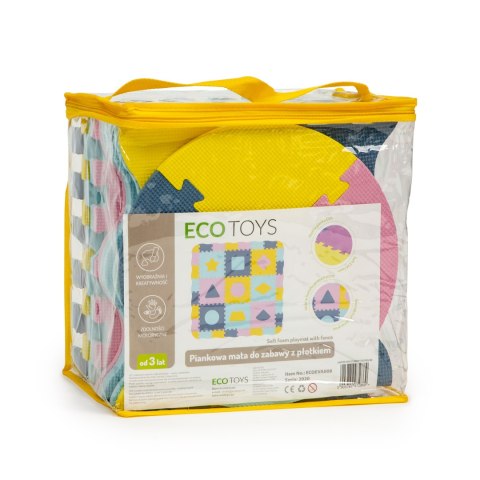 MATA PIANKOWA Z PŁOTKIEM PUZZLE SUCHY BASEN 37 ELEMENTÓW ECOTOYS