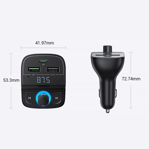 Transmiter FM MP3 Bluetooth 5.0 ładowarka samochodowa 3x USB TF microSD czarny