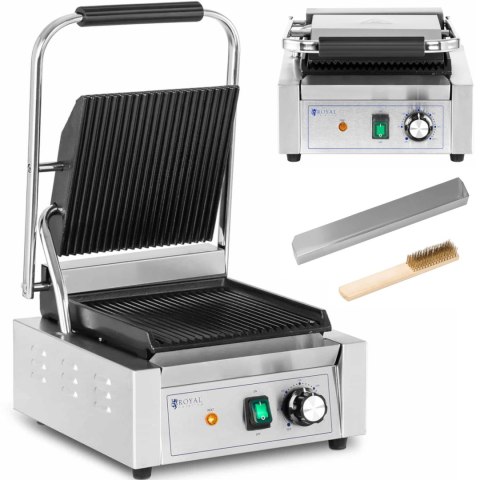 Grill kontaktowy elektryczny ryflowany 23 x 22 cm 1800 W