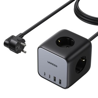 Ładowarka listwa zasilająca AC 240V GaN 2x USB-C 2x USB-A 3x AC 240V - czarna