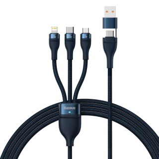 Kabel przewód 4w1 USB+USB-C do USB-C / iPhone Lightning / micro USB 1.2m - niebieski